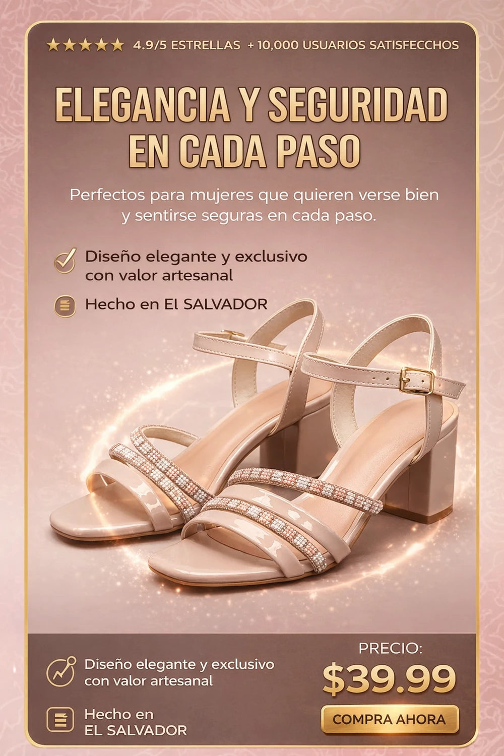 Zapatos para Dama color Nude de 4 Correas