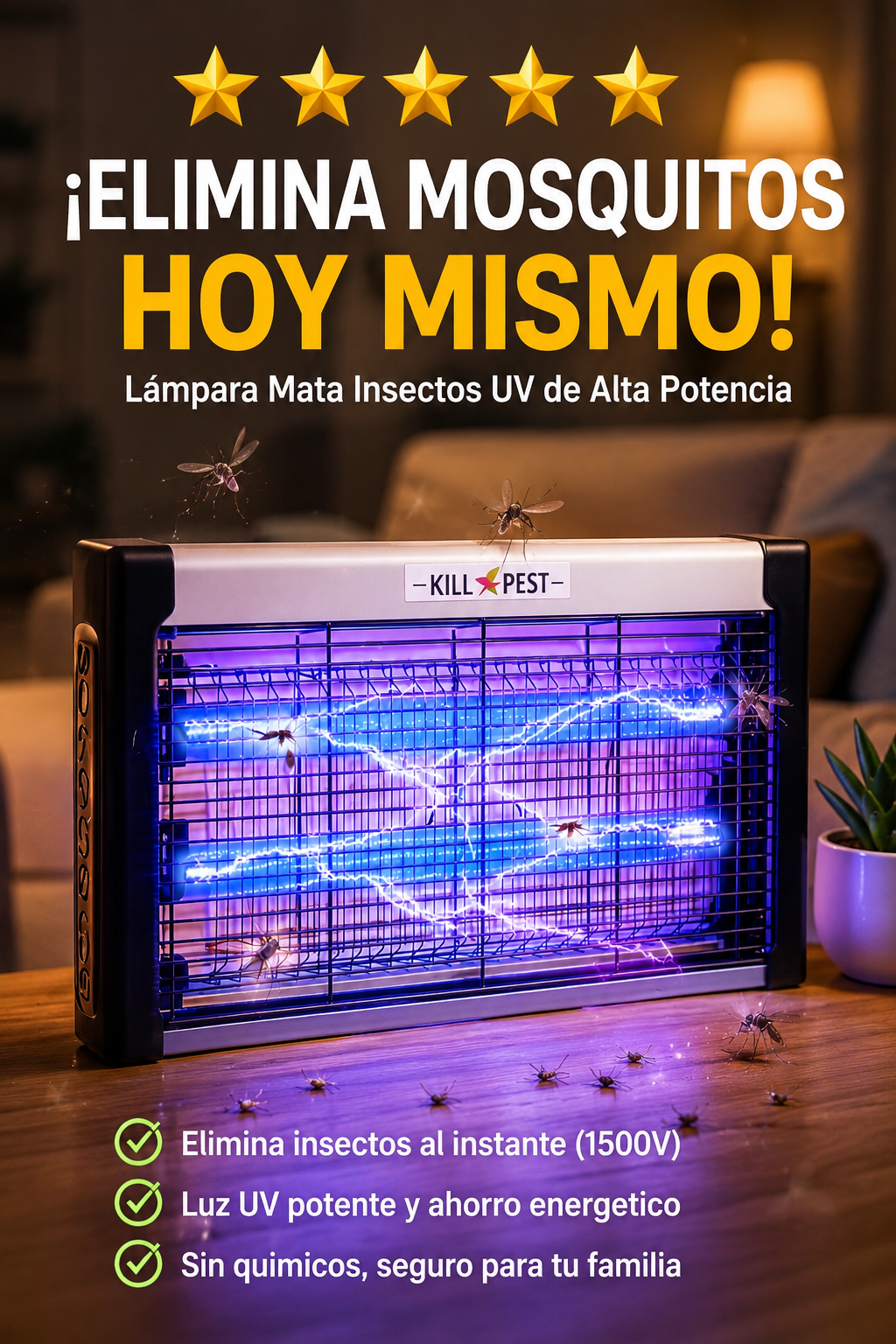 Lámpara Mata Mosquitos UV 360
